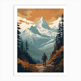 Mountaineer In The Mountains 2 Art Print