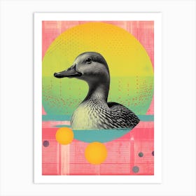 Colourful Geometric Abstract Duckling At Sunset 1 Art Print