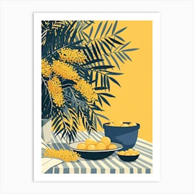 Mimosa Flowers On A Table   Contemporary Illustration 4 Art Print