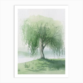 Willow Tree Atmospheric Watercolour Painting 4 Art Print