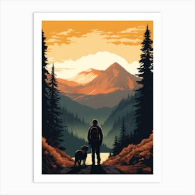 Man And Dog In The Mountains 1 Art Print