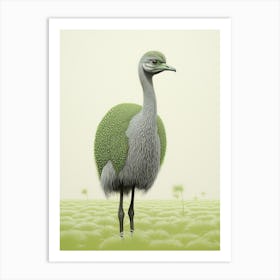 Ohara Koson Inspired Bird Painting Ostrich 1 Art Print