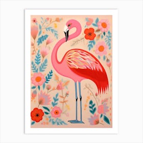 Pink Scandi Greater Flamingo 3 Art Print