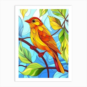 Stained Glass Bird Art Print