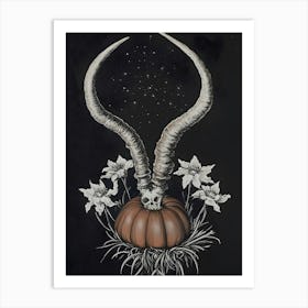 Dark Gothic Horned Pumpkin Art Print