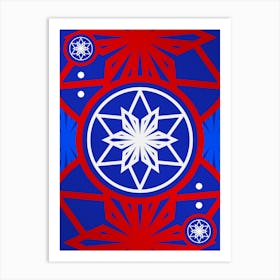 Geometric Abstract Glyph in White on Red and Blue Array n.0008 Art Print
