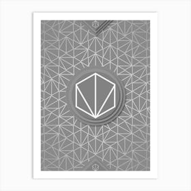 Geometric Glyph Sigil with Hex Array Pattern in Gray n.0157 Art Print