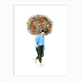 Girl With Big Hair Art Print