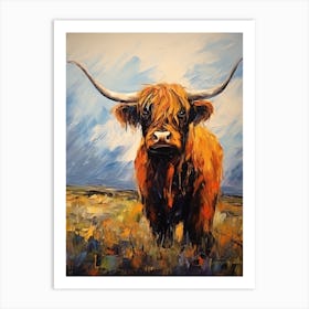 Brushstroke Impasto Style Of Chestnut Highland Cow Art Print