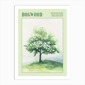 Dogwood Tree Atmospheric Watercolour Painting 1 Poster Art Print