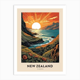 Te Araroa New Zealand 2 Vintage Hiking Travel Poster Art Print