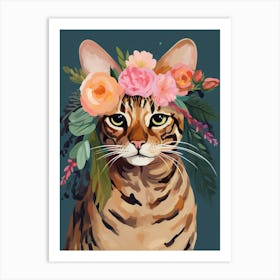 Bengal Cat With A Flower Crown Painting Matisse Style 2 Art Print