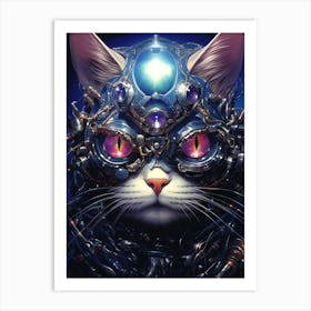 Cat With Gears Art Print