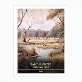 Ranthambore National Park India Watercolour 3 Art Print