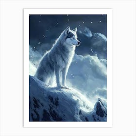 Wolf In The Snow. Generated with AI. Art Print 3 Art Print