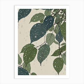 Raindrops On Leaves Art Print