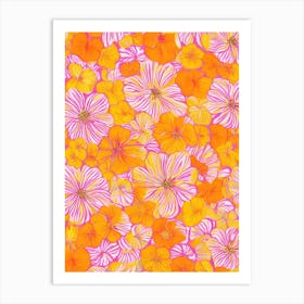Nasturtium Floral Print Warm Tones 2 Flower Art Print