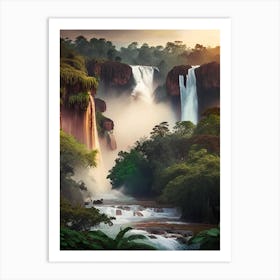 Iguazu Falls Of The South, Argentina Realistic Photograph (2) Art Print