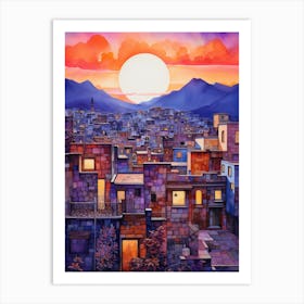 Sunset In A City Art Print