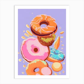 Colourful Donuts Illustration 6 Art Print