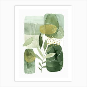 Sage and Gold Abstract Canvas Print Art Print