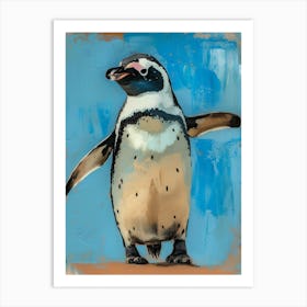 Galapagos Penguin Phillip Island The Penguin Parade Colour Block Painting 2 Art Print