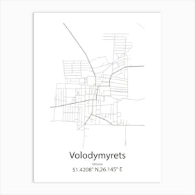 Volodymyrets,Ukraine Minimalist Map Poster