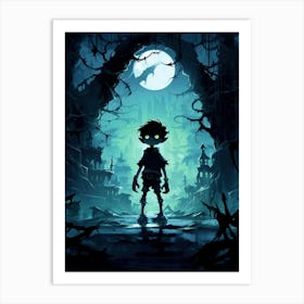 Boy In A Dark Forest Art Print