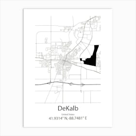 Dekalb,United States Minimalist Map Art Print