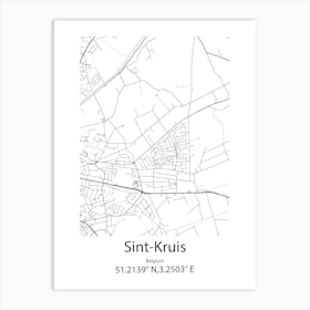 Sint Kruis,Belgium Minimalist Map Art Print