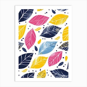 Seamless Pattern With Colorful Leaves 2 Art Print