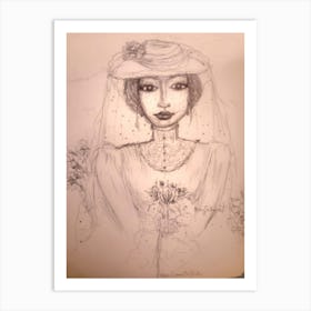 Bride In A Hat Art Print