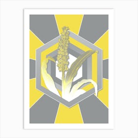 Vintage Eucomis Punctata Botanical Geometric Art in Yellow and Gray n.031 Art Print