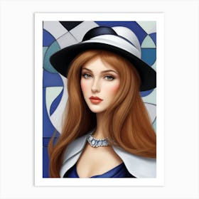 Woman In A Hat - Cubism 1 Art Print