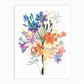 Agapanthus Collage Flower Bouquet Art Print