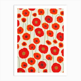 Poppy Floral Print Retro Pattern 1 Flower Art Print