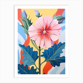 Hollyhock 1 Hilma Af Klint Inspired Pastel Flower Painting Art Print