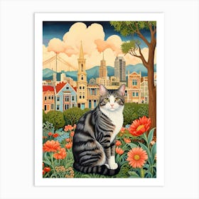 Cat In Bloom Art Print