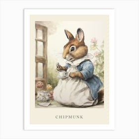 Beatrix Potter Inspired  Animal Watercolour Chipmunk 2 Art Print