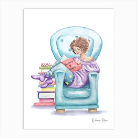 Reading In A Cosy Chair Art Print