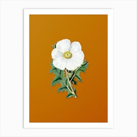 Vintage Mexican Poppy Flower Branch Botanical on Sunset Orange n.0797 Art Print