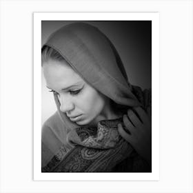 Black And White Portrait Of A Woman 1 Art Print