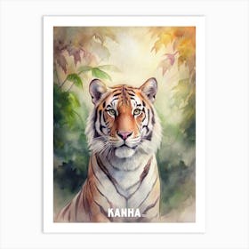 Kanha National Park Tiger watercolor painting Art Print