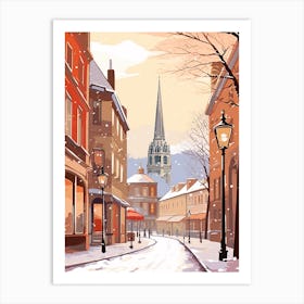 Vintage Winter Travel Illustration Bath United Kingdom 4 Art Print