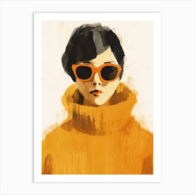 Portrait Of A Woman Wearing Sunglasses Art Print