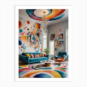 A Room That Defies the Norm Colorful Living Room Art Print