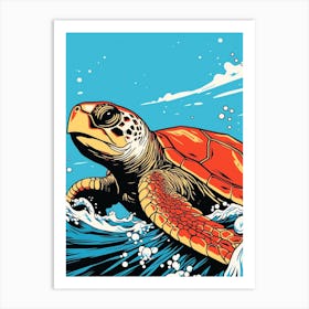 Comic Style Sea Turtle 3 Art Print