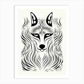 Linocut Fox Abstract Line Illustration 9 Art Print