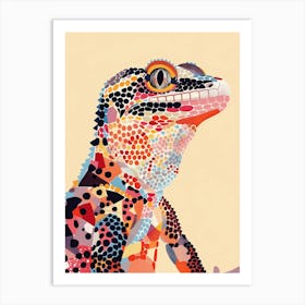 Coral Tokay Gecko Abstract Modern Illustration 5 Art Print
