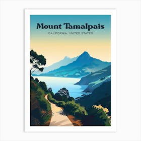 Mount Tamalpais California Hiking Trail Digital Travel Art Art Print